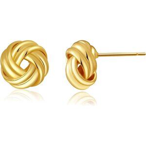 Women's Gold Love Knot Post Earrings Chunky Statement  Drop Nickle Free Jewelry